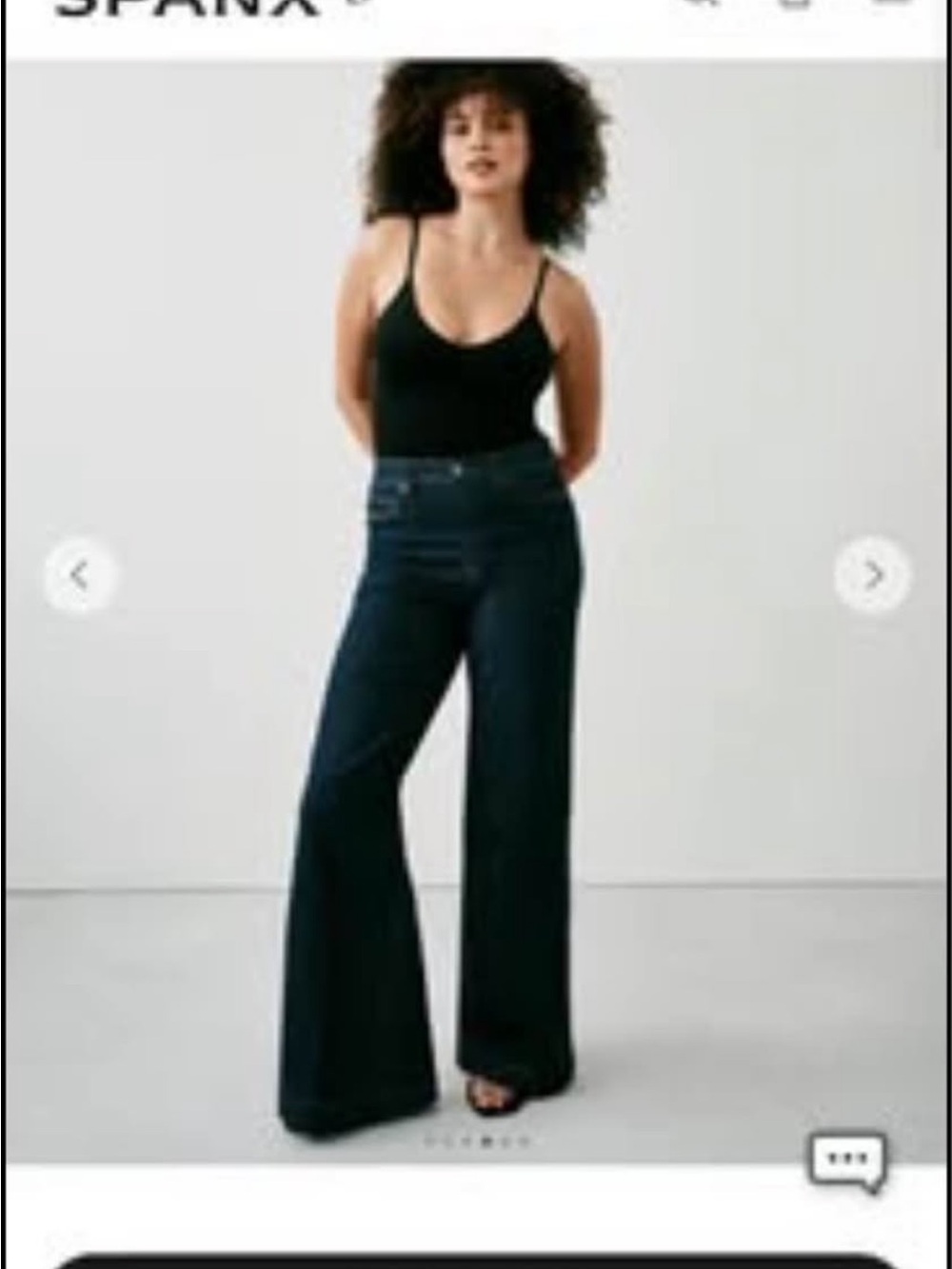 SPANX Wide-Leg High-Rise Jeans in Dark Blue Denim